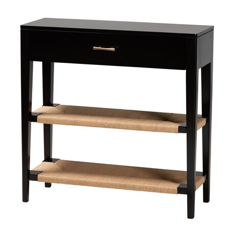 Baxton Studio Freya Modern Bohemian Black Finished Bayur Wood 1-Drawer Console Table 227-12897-ZORO
